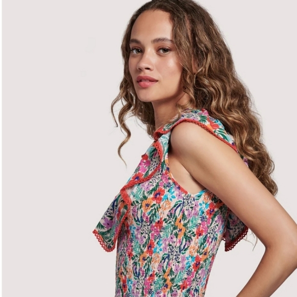 Lost + Wander Boho Ruffle Neck Floral Top - Picture 3 of 7